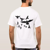 鳥のシルエットの擦り切れたなずたずたに裂かれた緑のヴィンテージの女性 Tシャツ (裏面)