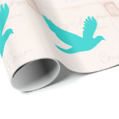 鳥のシルエット付き古い文字 ラッピングペーパー (ロールコーナー)