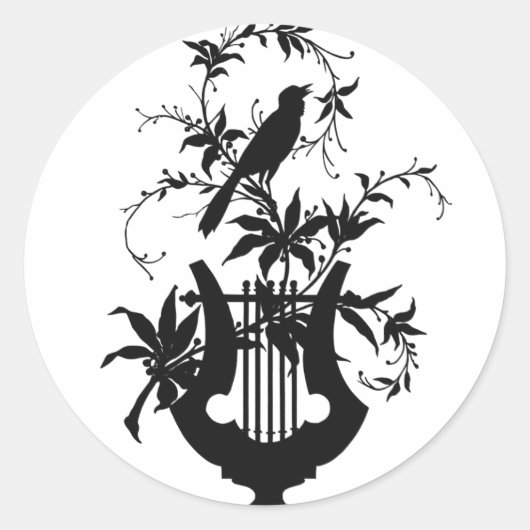 鳥のシルエット ラウンドシール (正面)