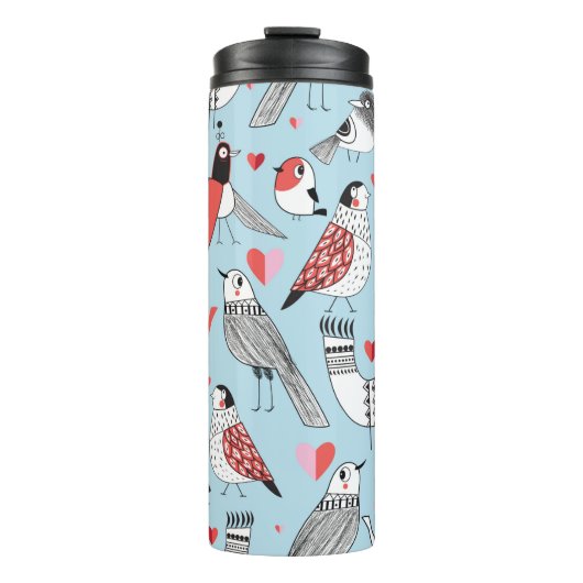 鳥のシームレスな写真の図おもしろい形的なパターン タンブラー (正面)