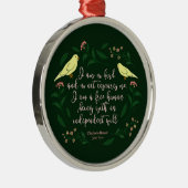 鳥のジェーン緑の花のEyreの引用文シャーロットBronte メタルオーナメント (右)