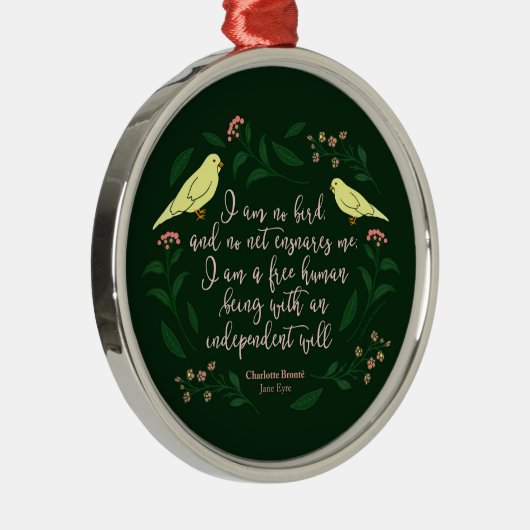 鳥のジェーン緑の花のEyreの引用文シャーロットBronte メタルオーナメント (右)
