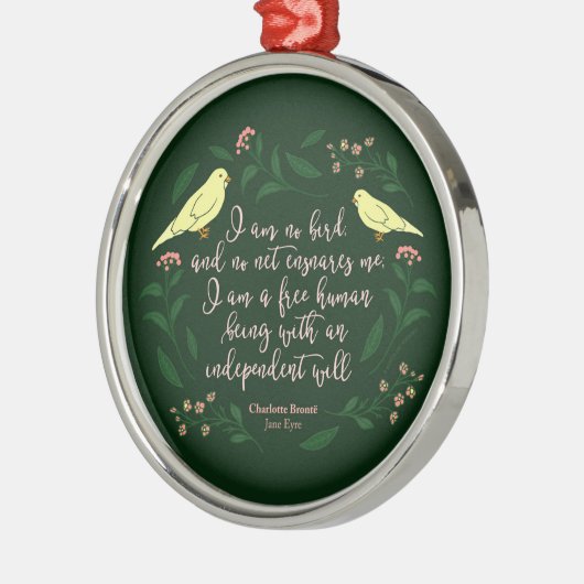 鳥のジェーン緑の花のEyreの引用文シャーロットBronte メタルオーナメント (左)