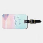 鳥のスクリプト名とソフトパステルサンライズ ラゲッジタグ (正面横)