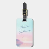 鳥のスクリプト名とソフトパステルサンライズ ラゲッジタグ (正面縦)