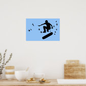 鳥のスケートボード ポスター (キッチン)