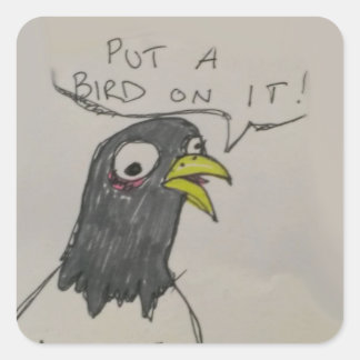 鳥のステッカーを貼る スクエアシール