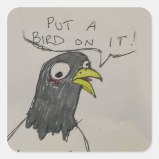 鳥のステッカーを貼る スクエアシール (正面)