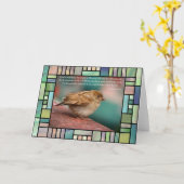 鳥のステンドグラスとのアイザイアの41:10の聖書の詩 カード (黄色い花)