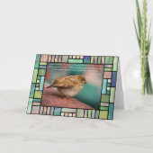 鳥のステンドグラスとのアイザイアの41:10の聖書の詩 カード (正面)
