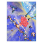 鳥のテーブルクロスの女の子ファンタジー テーブルクロス (正面)