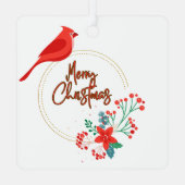 鳥のデザインと花の金属の正方形のオーナメント メタルオーナメント (裏面)