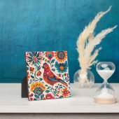 鳥のデザインエレガントインポーランドフォークアートスタイル フォトプラーク (インサイチュ)