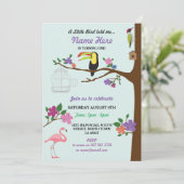 鳥のトゥカン女子 誕生日 ミント ツインズ ご招待 招待状 (スタンド正面)