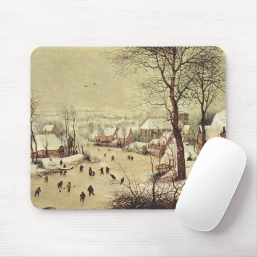 鳥のトラップとの冬の景色- 1565年 マウスパッド (マウス)
