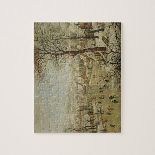 鳥のトラップ(パネルの油)との冬の景色 ジグソーパズル (縦)