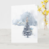 鳥のトリミングツリーノートカード カード (黄色い花)