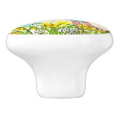 鳥のノブを持つグラフィック春の女の子 セラミックノブ (側面)