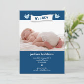 鳥のバナー ベイビー フォト 出生発表 案内状 (スタンド正面)