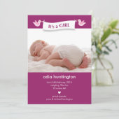 鳥のバナー ベイビー フォト 誕生日のお知らせ 案内状 (スタンド正面)