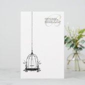 鳥のパーソナライズされた航空便を備えたヴィンテージの鳥かご 便箋 (スタンド正面)