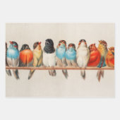 鳥のパーチ，鳥のアート，鳥のアートワーク，デコページ ラッピングペーパーシート (正面3)