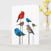 鳥のパーティーの挨拶状 カード (黄色い花)