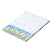 鳥のフィールドのフェンス蝶の花の牧草地が並ぶ ノートパッド (回転)