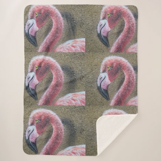 鳥のフラミンゴのピンクは運命の運命に羽をつけます シェルパブランケット (正面)