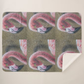 鳥のフラミンゴのピンクは運命の運命に羽をつけます シェルパブランケット (正面(横))