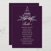 鳥のフローラの座席表。パープル結婚ズ 招待状 (正面/裏面)