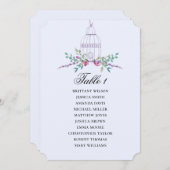 鳥のフローラの座席表。青結婚の花 招待状 (正面/裏面)