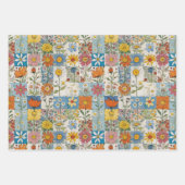 鳥のフローラパッチワークと鳥小屋 ラッピングペーパーシート (正面3)