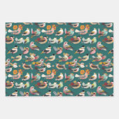 鳥のフローラパッチワークと鳥小屋 ラッピングペーパーシート (正面2)