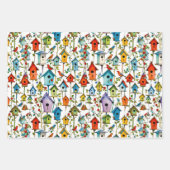 鳥のフローラパッチワークと鳥小屋 ラッピングペーパーシート (正面)