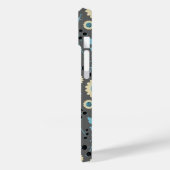 鳥のフローラベリーブルークリームブラックグレーパターン Case-Mate iPhoneケース (裏面 / 左)