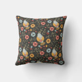 鳥のフローラボヘミアンパターン クッション (裏面)