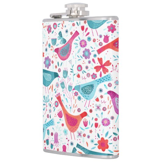 鳥のフローラ水色 フラスク (左)