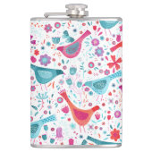 鳥のフローラ水色 フラスク (正面)