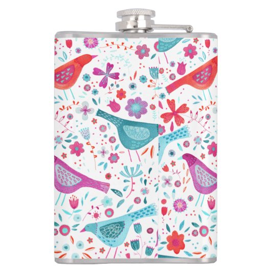 鳥のフローラ水色 フラスク (裏面)