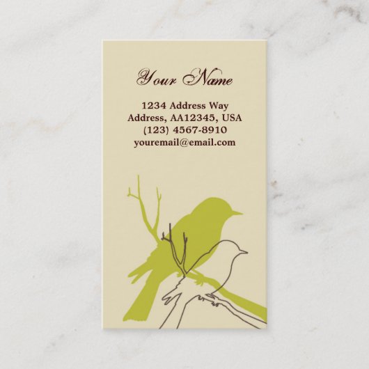 鳥のプロフィールカード(クリーム) 名刺 (正面)