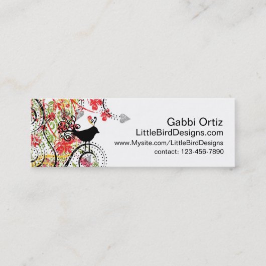 鳥のプロフィールカード、ネットワーキングカード スキニー名刺 (正面)