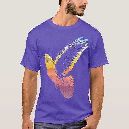 鳥のベクトルシルエット(鳩カッコいい) Tシャツ (正面)