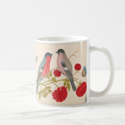 鳥のペアとバラと蝶 コーヒーマグカップ (右)