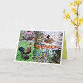 鳥のペアのコラージュ ハッピーアニバーサリー カード (黄色い花)