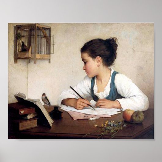 鳥のポスター付き女の子 ポスター (正面)