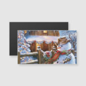 鳥のマグネットを使用したクリスマス雪だるま (正面/裏面)