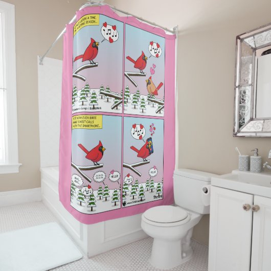 鳥のモダン交配コール漫画 シャワーカーテン (インサイチュ)