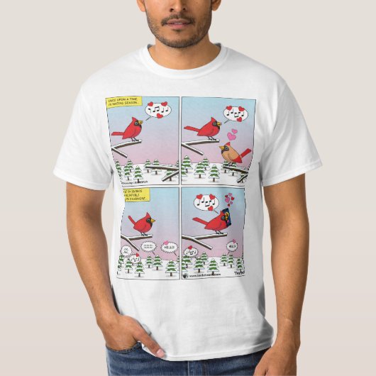 鳥のモダン交配コール漫画 Tシャツ (正面)