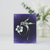 鳥のモチーフ（青） ポストカード (スタンド正面)